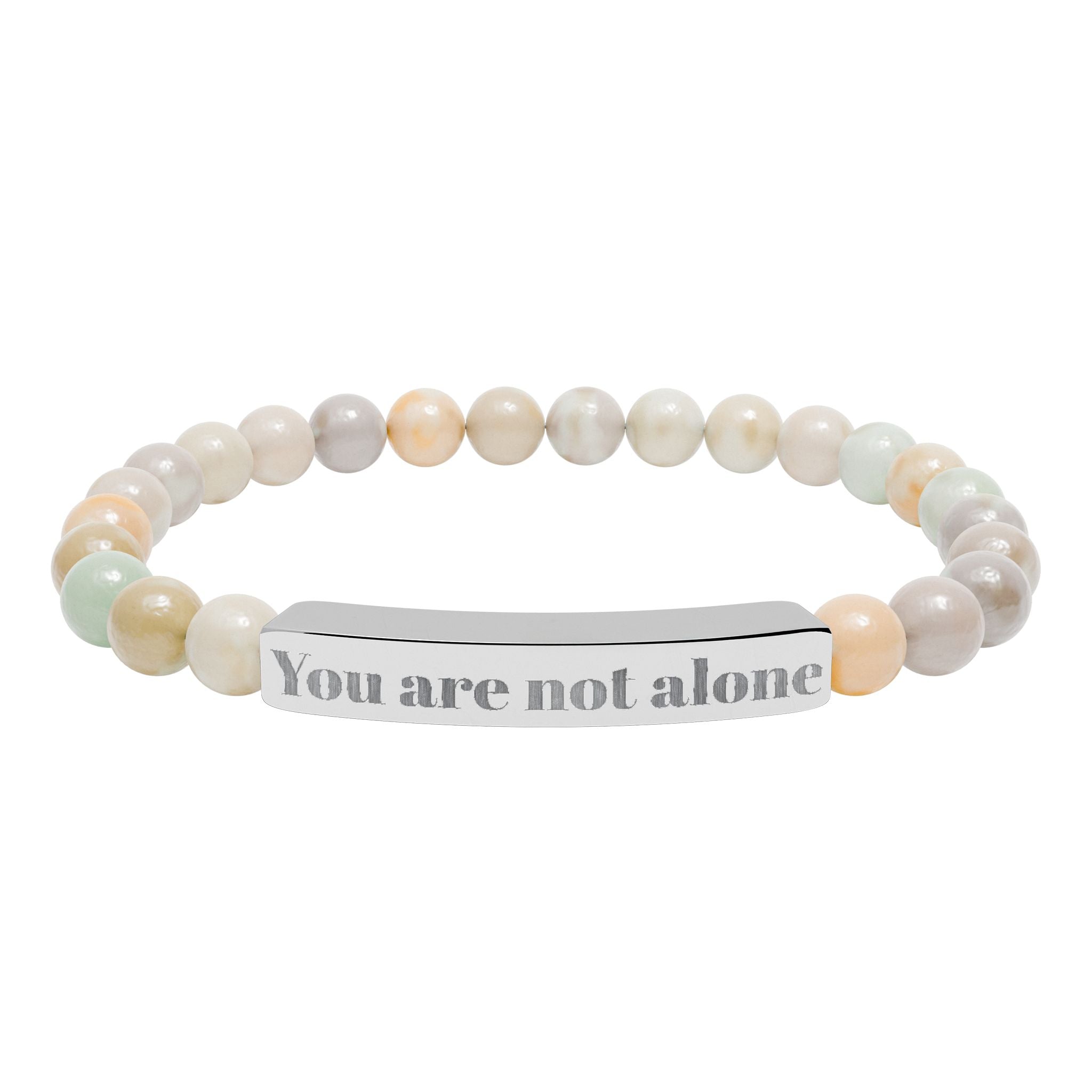Natural Stone Stretch Bar Bracelet (You are not alone)